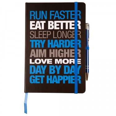 Motivational Notebook - Hardback A5 Black/Blue